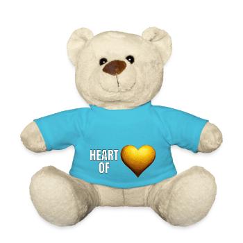 Goldener Schriftzug Herz aus Gold - Teddy - Atollblau - Vorne