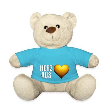Goldener Schriftzug Herz aus Gold - Teddy - Atollblau - Vorne