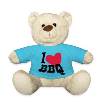 I love BBQ - Teddy Bear - atoll blue - Front