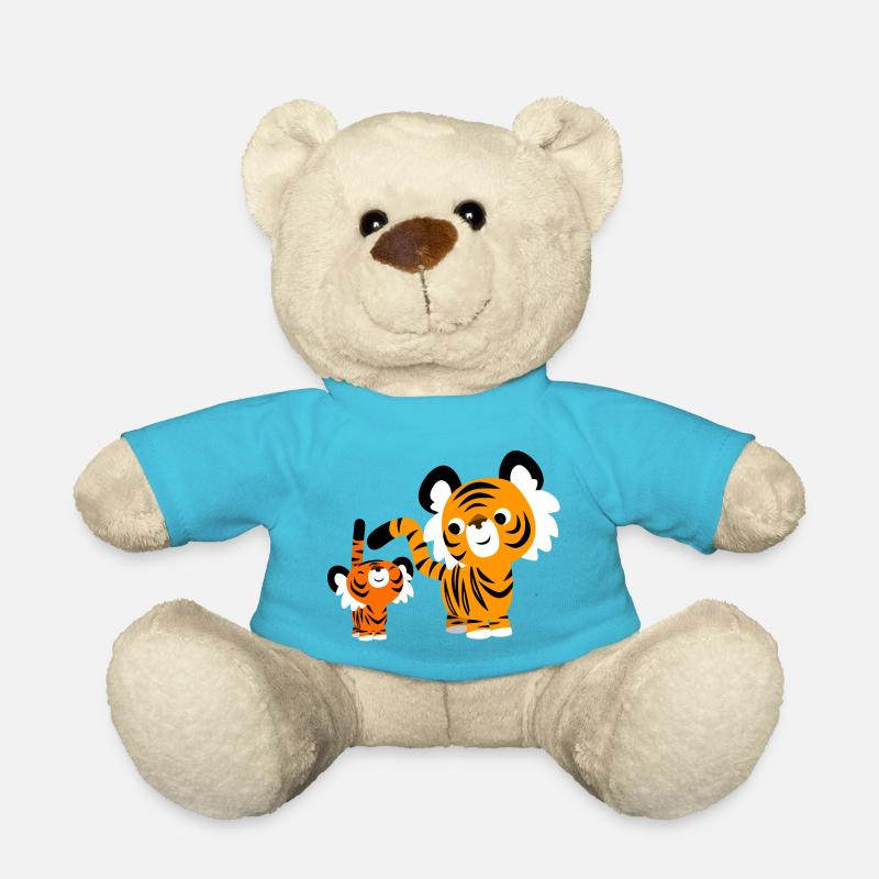 Cute Cartoon Small and Big Tigers by Cheerful - Teddy Bear - atoll blue