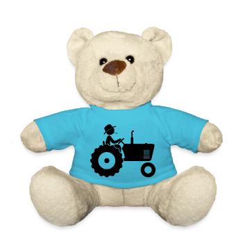 Bauer auf Traktor - Teddy - Atollblau - Vorne