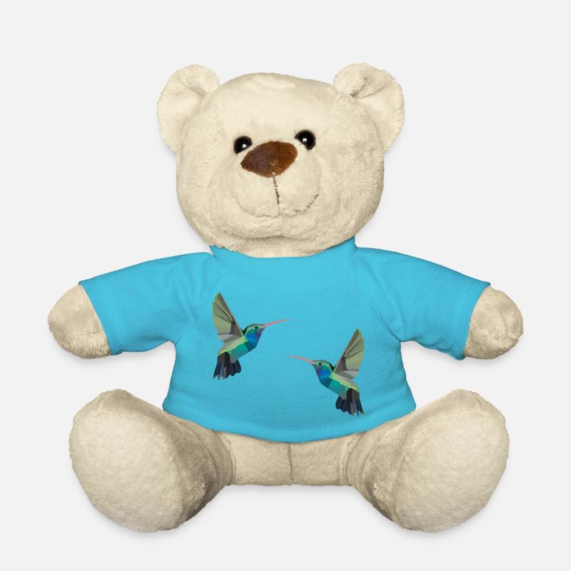 Hummingbird bird birds polygon budgie gift - Teddy Bear - atoll blue