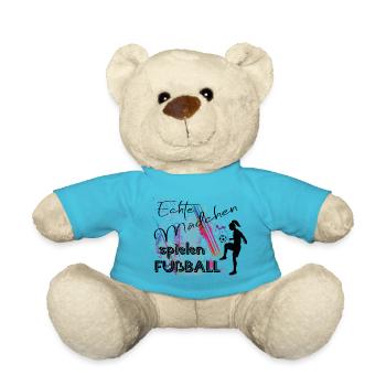Echte Mädchen spielen Fussball Frauenfußball - Teddy - Atollblau - Vorne