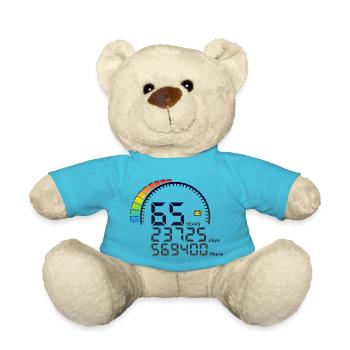 65 years anniversary counter days hours fast - Teddy Bear - atoll blue - Front