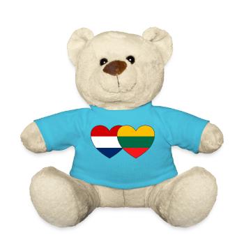 Holland Litauen Flagge Herz - Teddy - Atollblau - Vorne