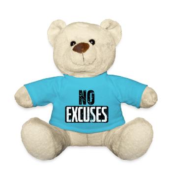 No Excuses Gym Kraftsport Fitness Spruch - Teddy - Atollblau - Vorne