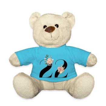 Blumen zum 22-jährigen Jubiläum (Geschenk von 22 Jahren) - Teddy - Atollblau - Vorne