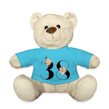 38th Anniversary Flowers (Gift of 38 years) - Teddy Bear - atoll blue - Front