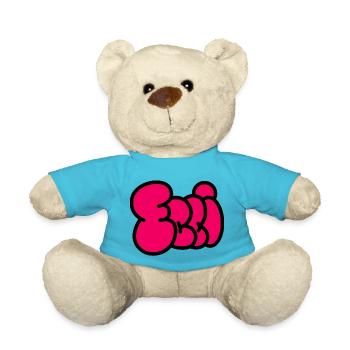 Balloon font ELLI pink - Teddy Bear - atoll blue - Front