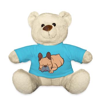 Schlafende Französische Bulldogge Faulenzer - Teddy - Atollblau - Vorne