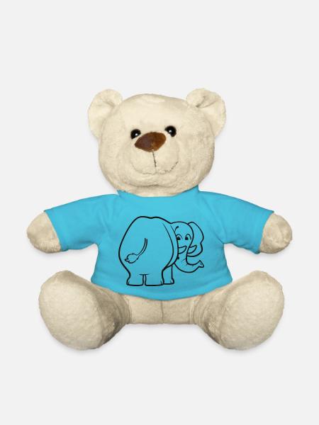 Elephant from behind - surprised, frightened, oops - Teddy Bear - atoll blue
