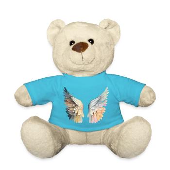 Kunstvolle pastellfarbene Engelsflügel - Teddy - Atollblau - Vorne
