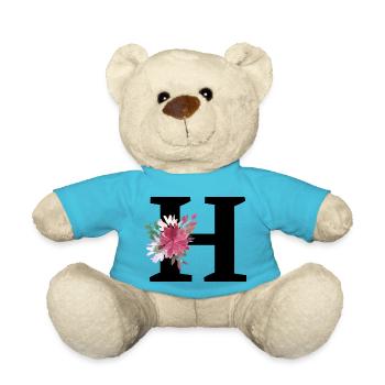 Buchstabe h blumig - Teddy - Atollblau - Vorne