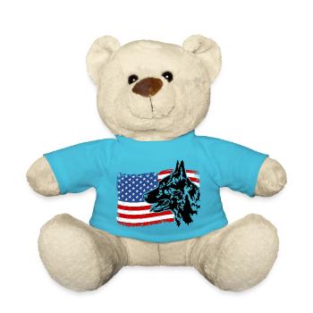 Dutch Shepherd Amerika Fahne Hunde Herder Wilsigns - Teddy - Atollblau - Vorne