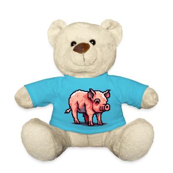 Minimalistisches schönes kleines Schwein - Teddy - Atollblau - Vorne