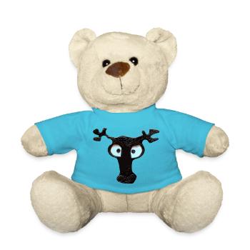 The head of a black deer - Teddy Bear - atoll blue - Front