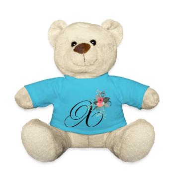 Letter x flowered - Teddy Bear - atoll blue - Front