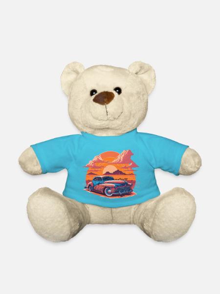 Vibrant sunset in the desert - Teddy Bear - atoll blue