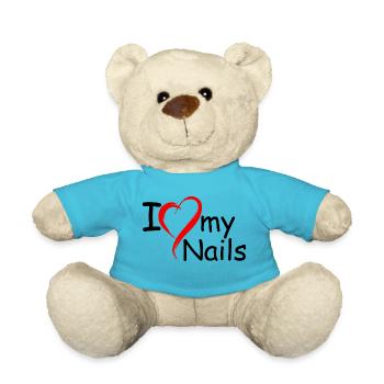 I Love my nails nail design nail salon - Teddy Bear - atoll blue - Front