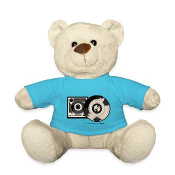 Retro record player - Teddy Bear - atoll blue - Front