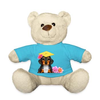 Bachelor Dachshund Schulabschluss Studium Hunde - Teddy - Atollblau - Vorne
