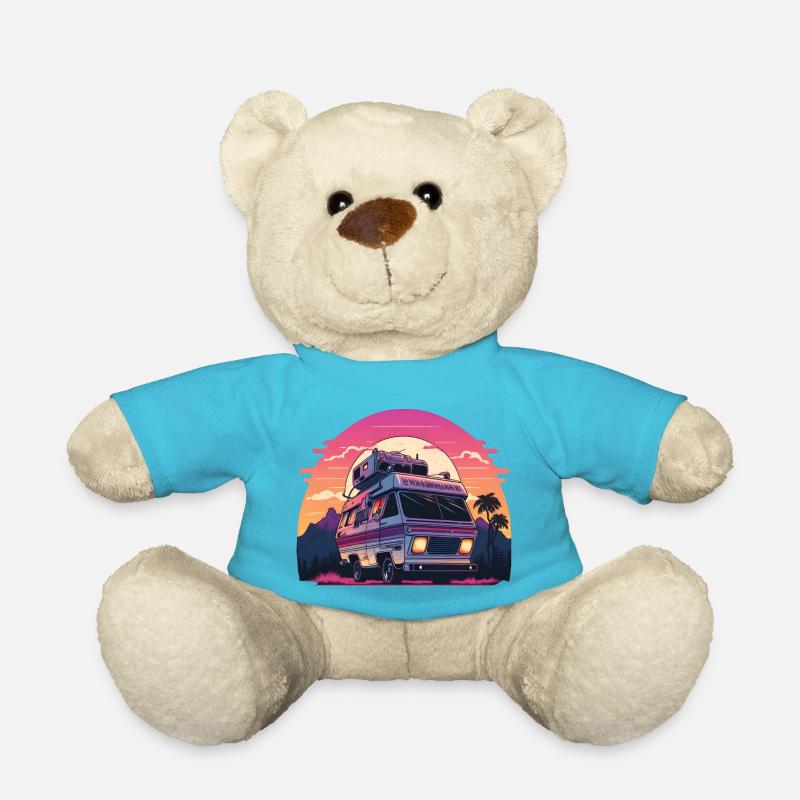 Synthwave Camper sunset - Teddy Bear - atoll blue