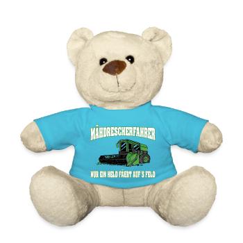 Mähdrescherfahrer Nur ein Held fährt auf´s Feld - Teddy - Atollblau - Vorne