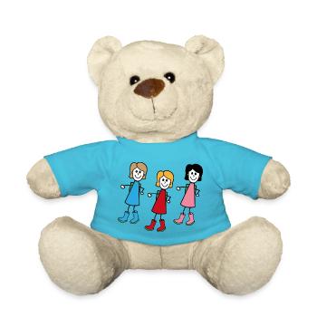 Women in comic style - Teddy Bear - atoll blue - Front