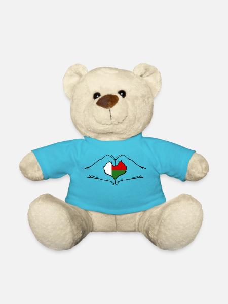 Drapeau de Madagascar en forme de coeur - Nounours - bleu outremer