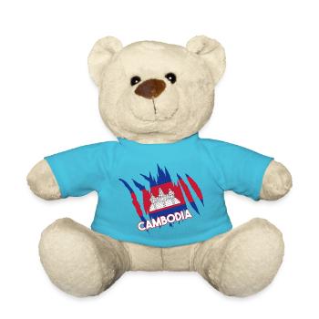 Kambodscha Tempel Khmer Vintage Flagge I Geschenk - Teddy - Atollblau - Vorne