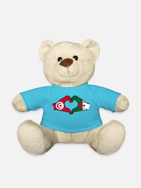 Tunisie Algérie Forme de coeur avec les mains - Nounours - bleu outremer