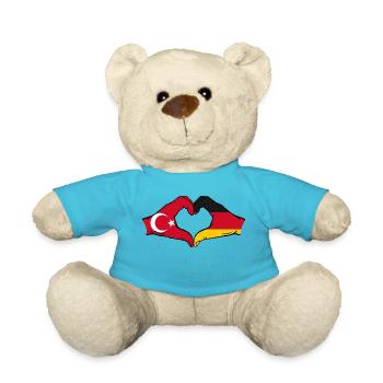 Turkey Germany Heart Shape with Hands - Teddy Bear - atoll blue - Front