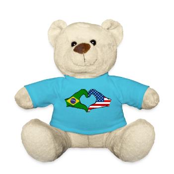 Forme de coeur du Brésil USA avec les mains - Nounours - bleu outremer - Devant