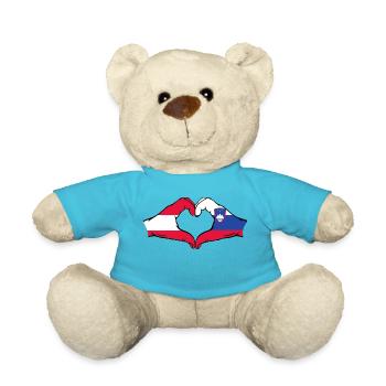 Österreich Slowenien Flagge Hände Herzform - Teddy - Atollblau - Vorne