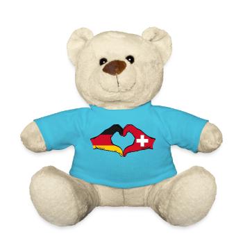Allemagne Suisse Drapeau Aiguilles Forme de coeur - Nounours - bleu outremer - Devant