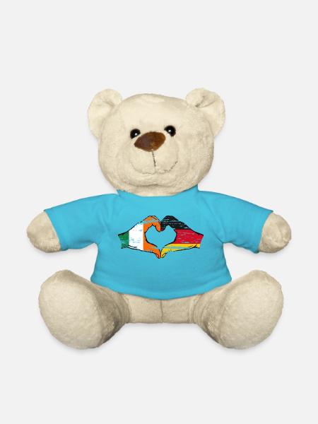Irland Deutschland Flagge Hände Herzform used - Teddy - Atollblau