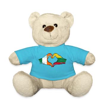 Ireland Lithuania Flag Hands Heart Shape Used - Teddy Bear - atoll blue - Front