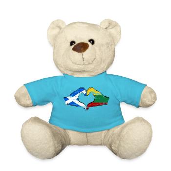 Ecosse Lituanie Drapeau Mains Coeur Forme Utilisé - Nounours - bleu outremer - Devant