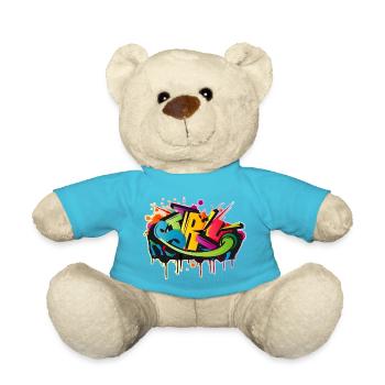 cooles buntes Urban Art Graffiti als STYLE-WRITING - Teddy - Atollblau - Vorne