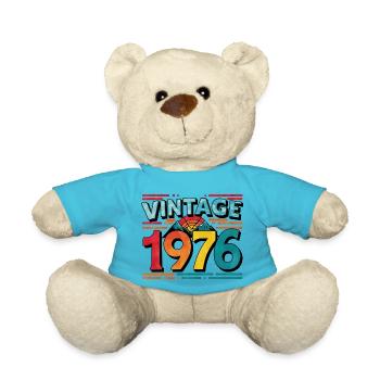 Vintage 1976 47 Year Old Birthday Gift Man Fe - Teddy Bear - atoll blue - Front