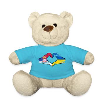 Serbie Ukraine drapeau mains forme coeur utilisé - Nounours - bleu outremer - Devant