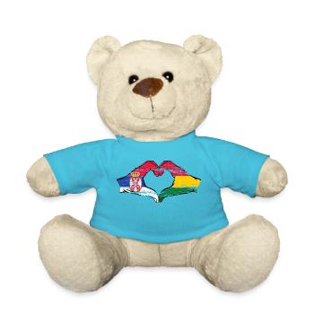Serbie Bolivie drapeau mains forme coeur utilisé - Nounours - bleu outremer - Devant