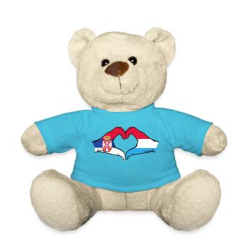 Mains du drapeau de la Serbie au Luxembourg en forme de coeur - Nounours - bleu outremer - Devant