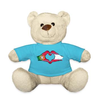 Portugal Austria Flag Hands Heart Shape Used - Teddy Bear - atoll blue - Front
