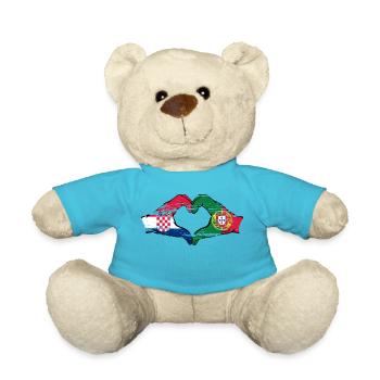 Kroatien Portugal Flagge Hände Herzform used - Teddy - Atollblau - Vorne