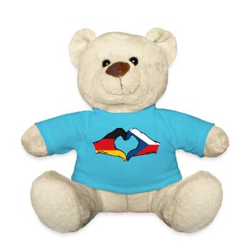 Germany Czech Republic Flag Hands Heart Shape - Teddy Bear - atoll blue - Front