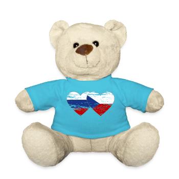 Russia Czech Republic Flag Heart Flag used - Teddy Bear - atoll blue - Front