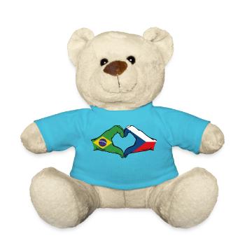 Brésil République tchèque drapeau coeur forme - Nounours - bleu outremer - Devant