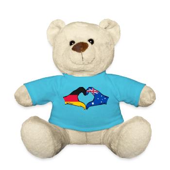 Germany Australia Flag Heart Shape - Teddy Bear - atoll blue - Front
