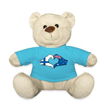 Finlande Australie Drapeau Coeur Forme - Nounours - bleu outremer - Devant